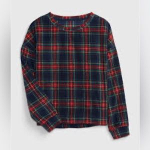Gap MIcrofleece Plaid PJ Pyjama Top BNWT